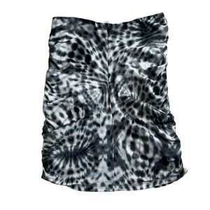 Good luck gem Mini Skirt Women's Medium Black Silver Tie Dye Ruched Stretch New